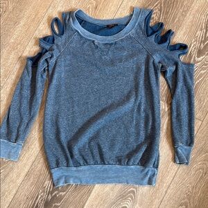 Buckle Blue Cutout Sweatshirt